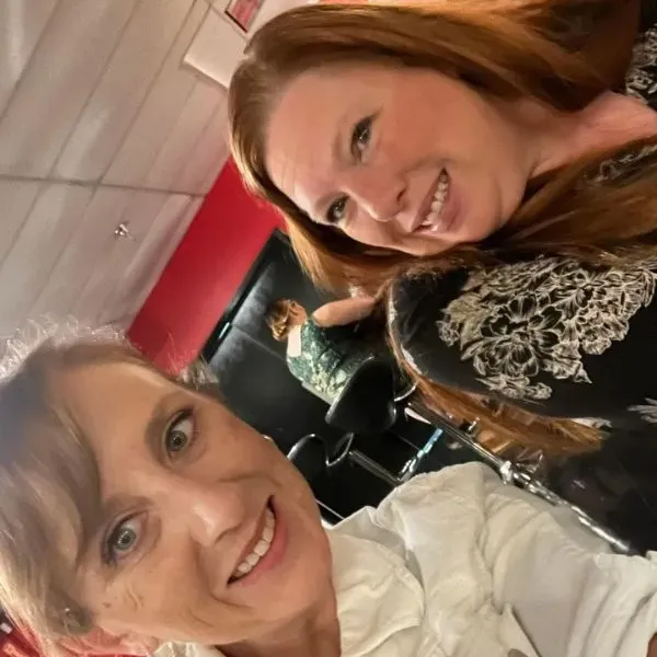 a selfie of two women